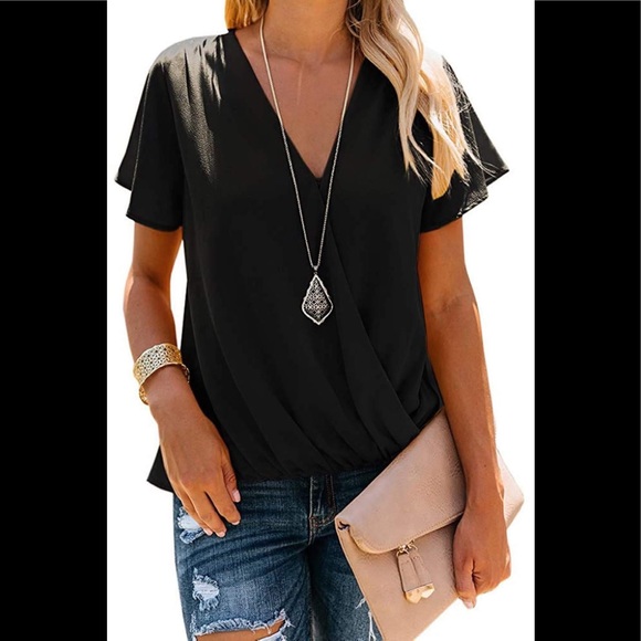 *Drape Wrap Front Blouse - Picture 3 of 6